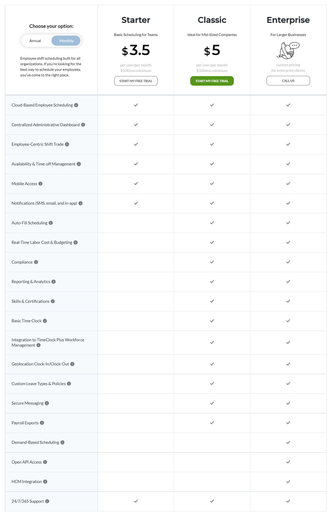 TCP Humanity Scheduling pricing 2