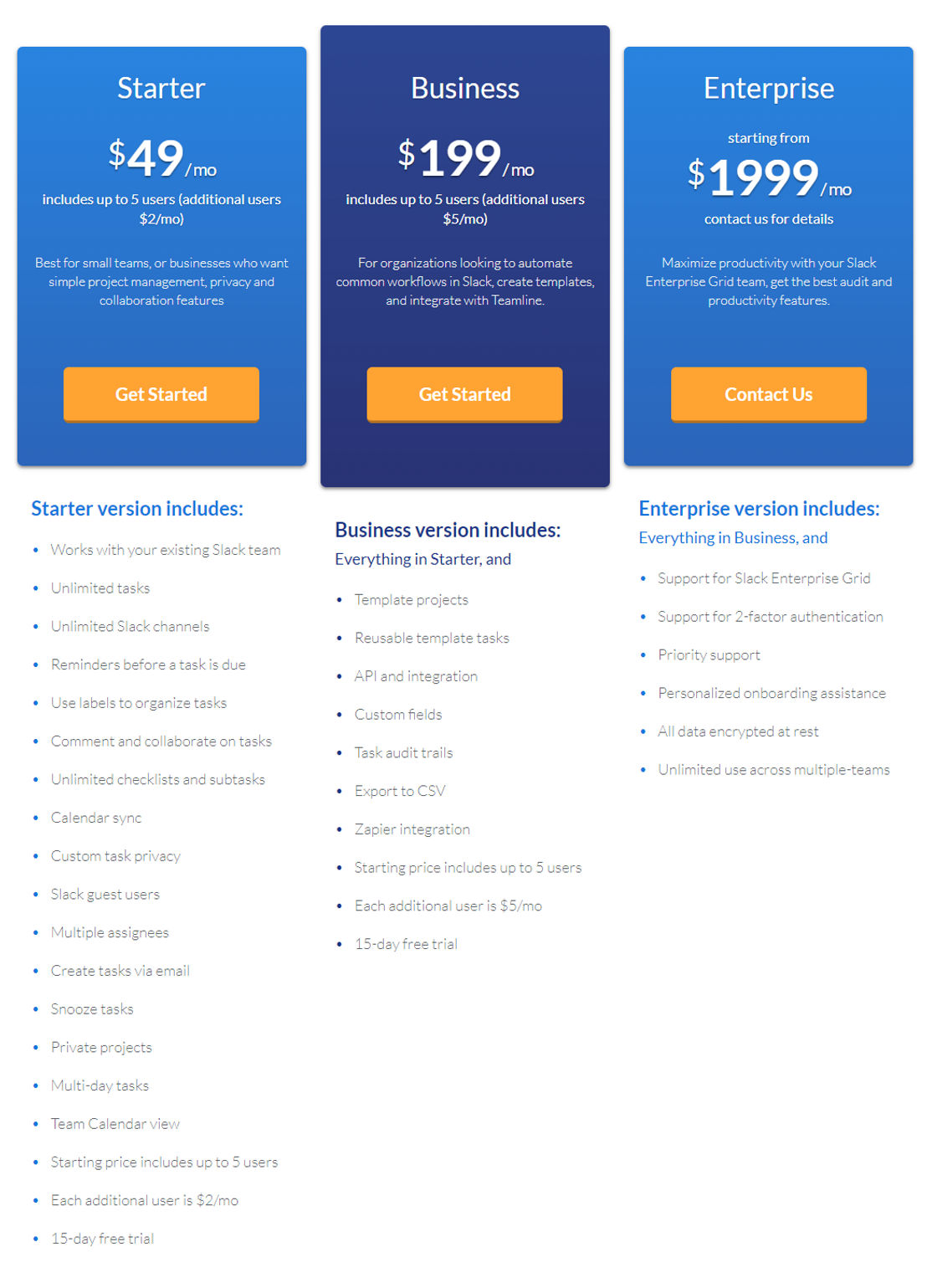 Teamline pricing 1