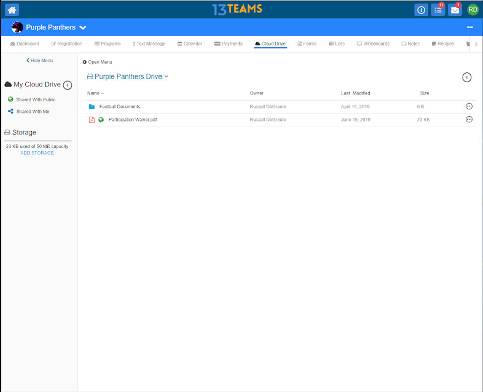 13Teams screenshot