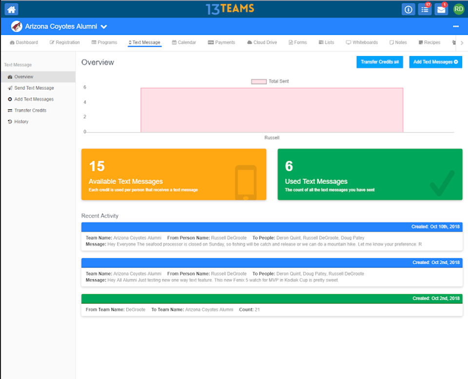 13Teams screenshot