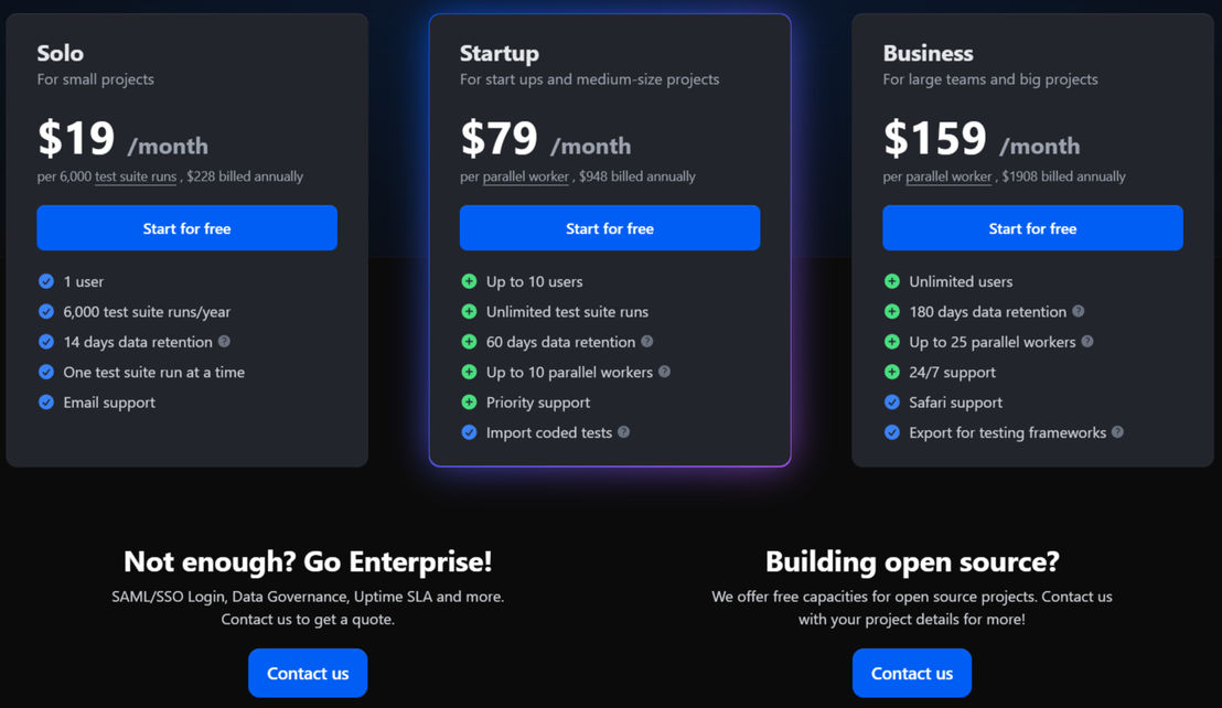 Testkit pricing 1