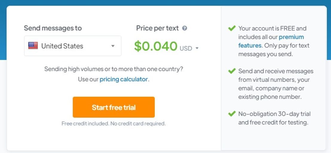 TextMagic pricing 1
