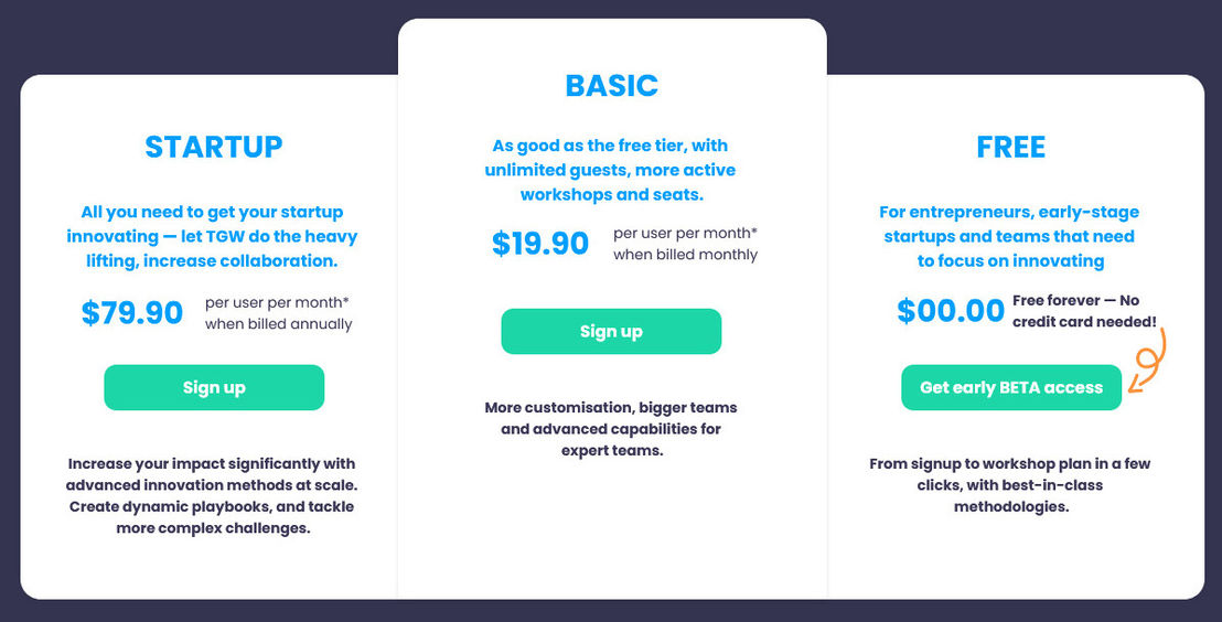 The Good Workshop pricing 1