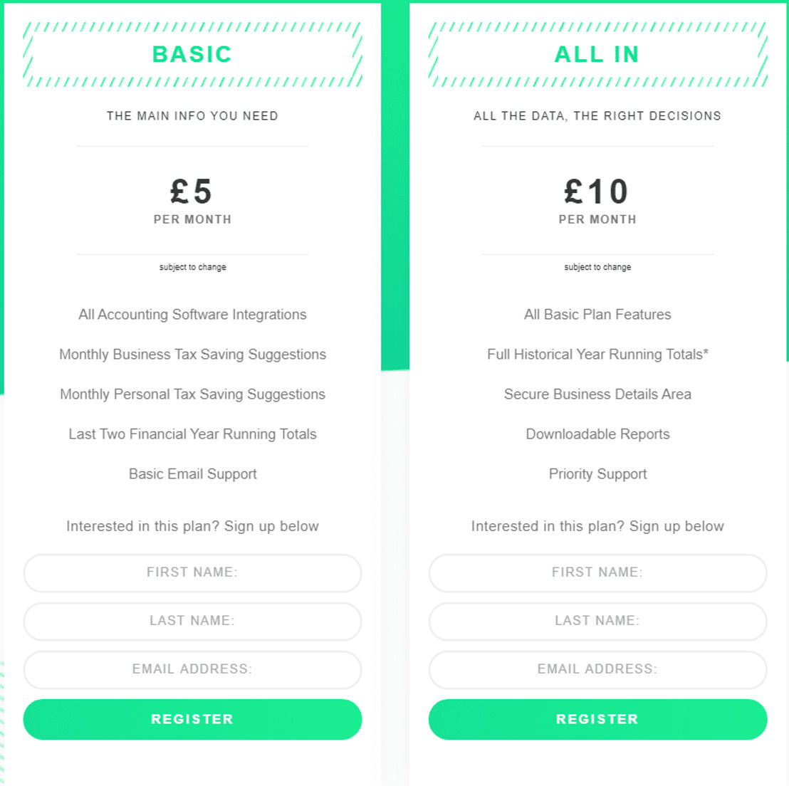 The Lone Contractor pricing 1