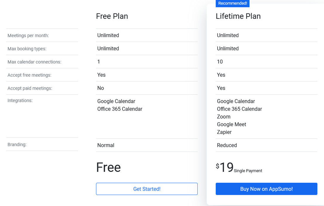 Tidycal pricing 1