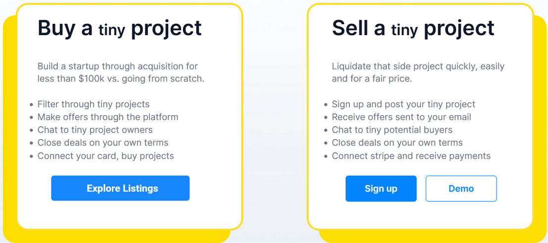 Tiny Acquisitions pricing 1