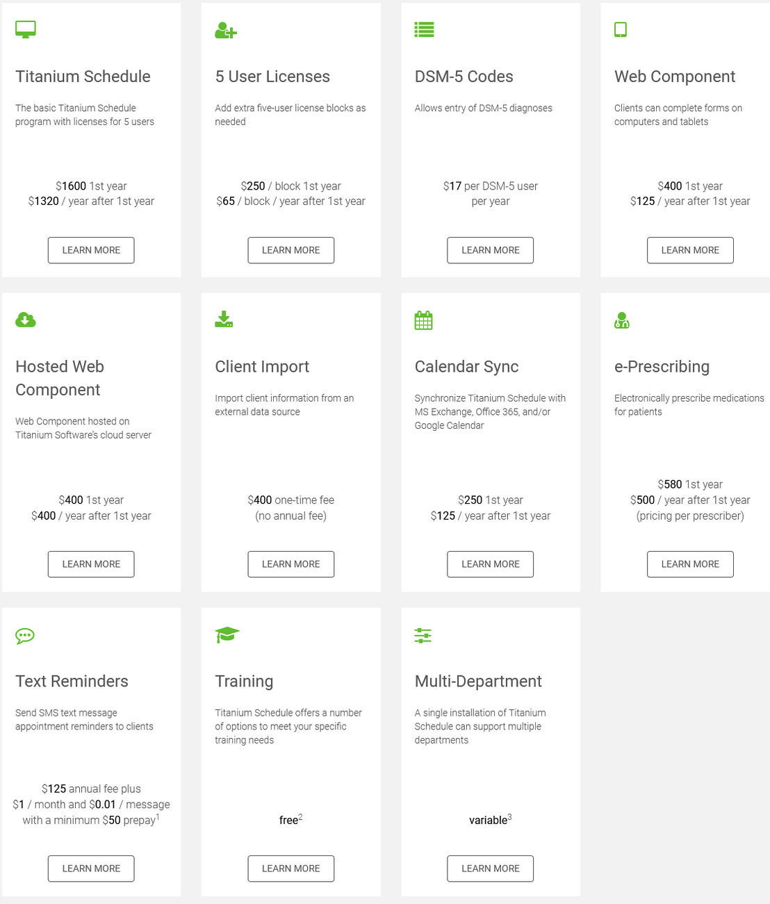 Titanium Schedule pricing 1