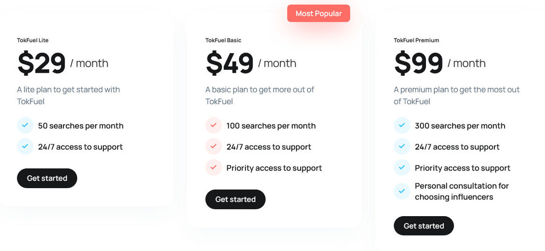 TokFuel pricing 1