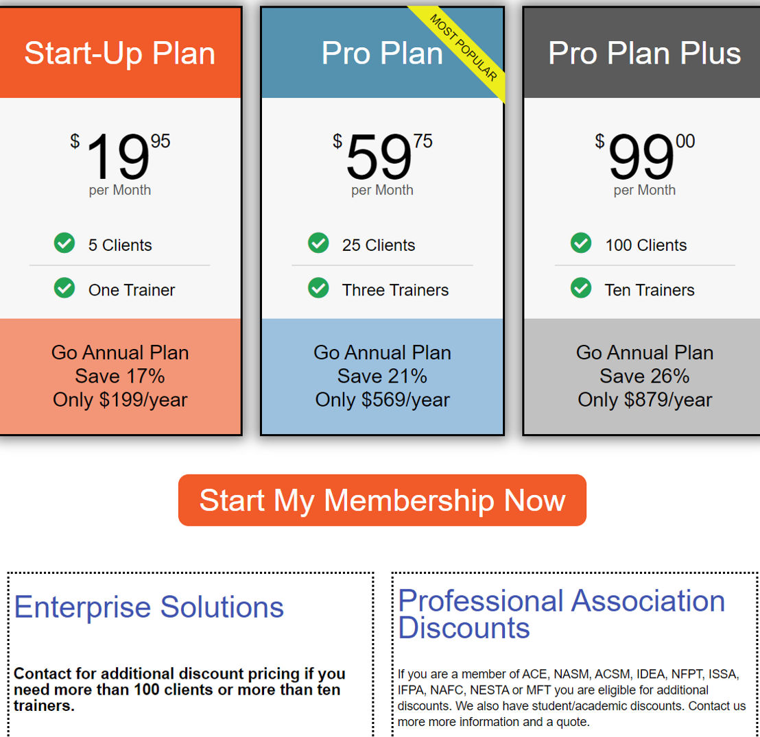 Total PT Fitness pricing 2