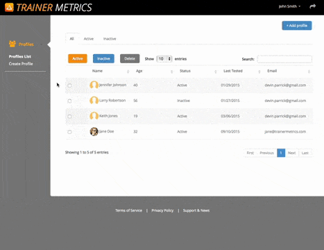 TrainerMetrics screenshot