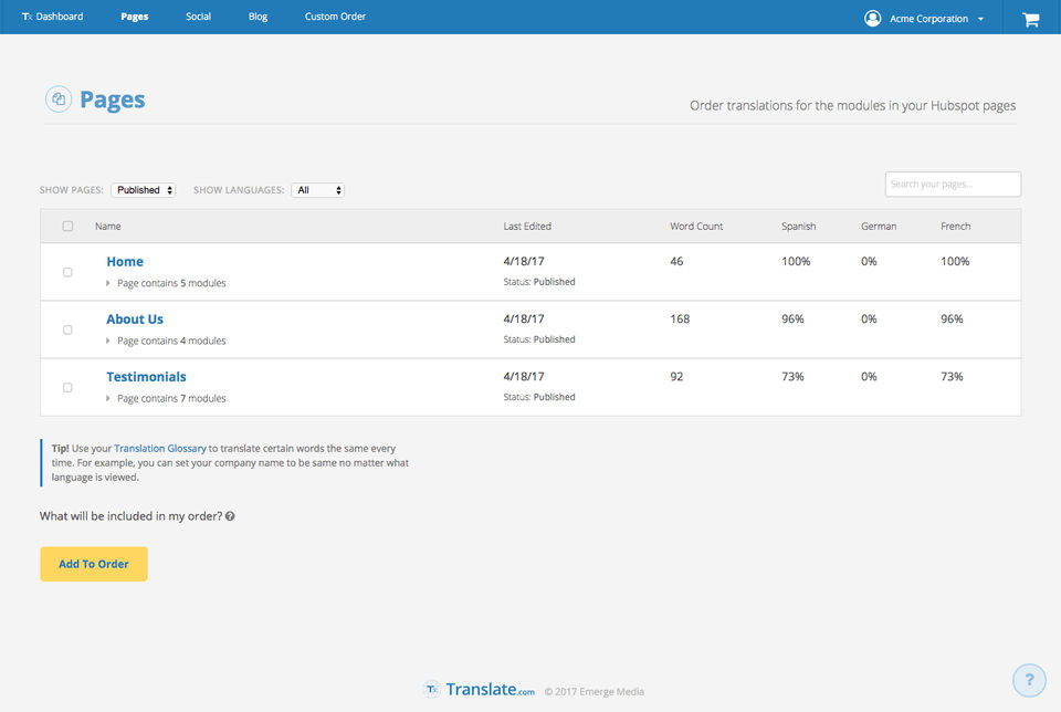 Translate.com screenshot