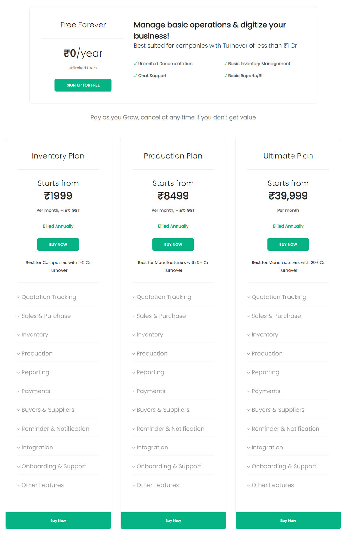 TranZact pricing 1