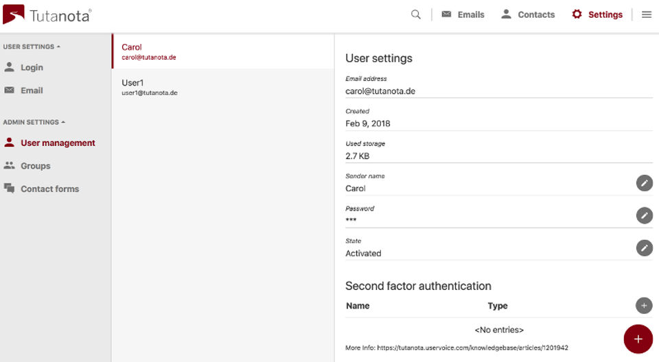 Tutanota screenshot 1