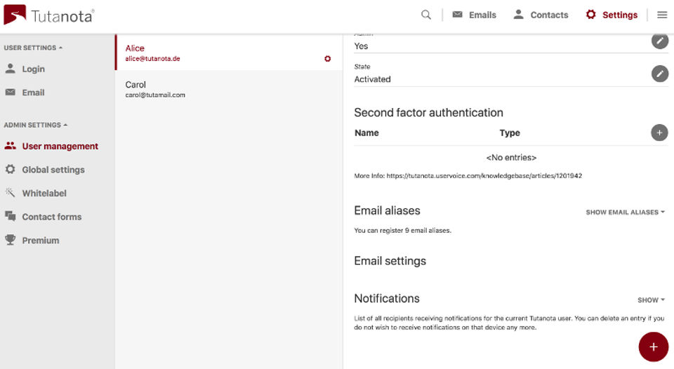 Tutanota screenshot 3