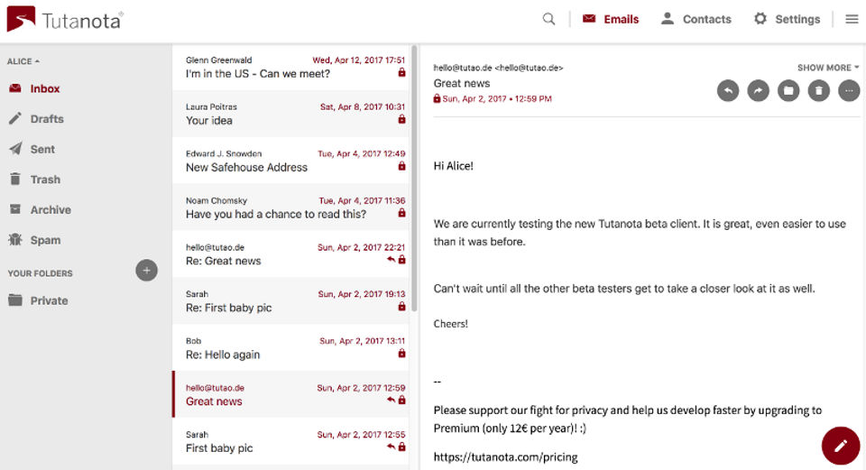 Tutanota screenshot 2