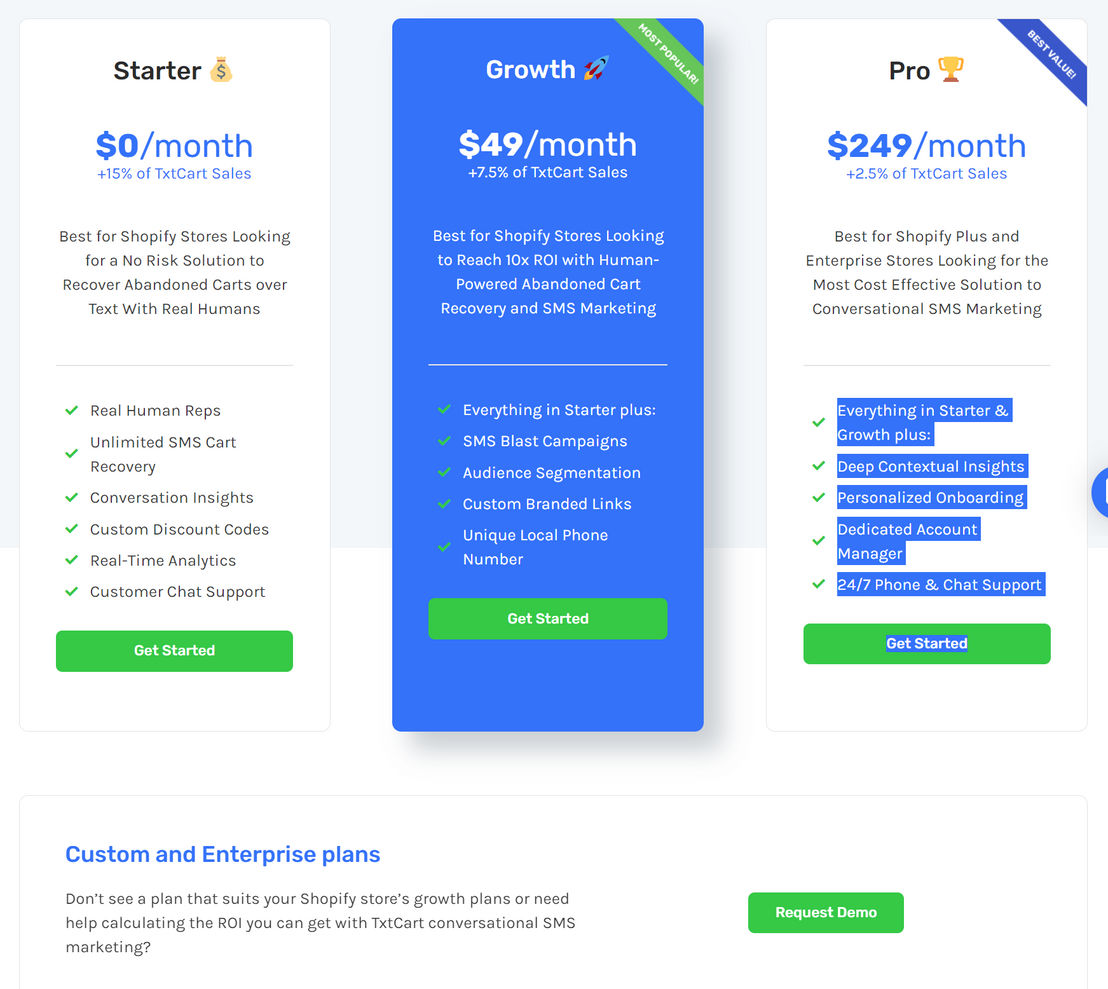 TxtCart pricing 1