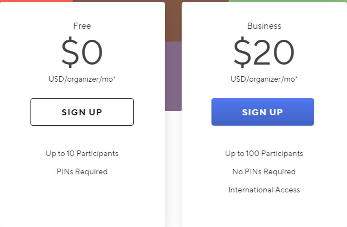 UberConference pricing 1