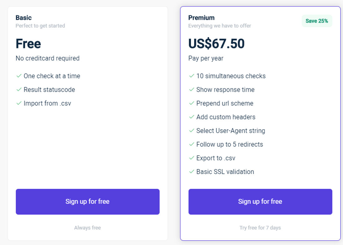 Urlcheckr pricing 2