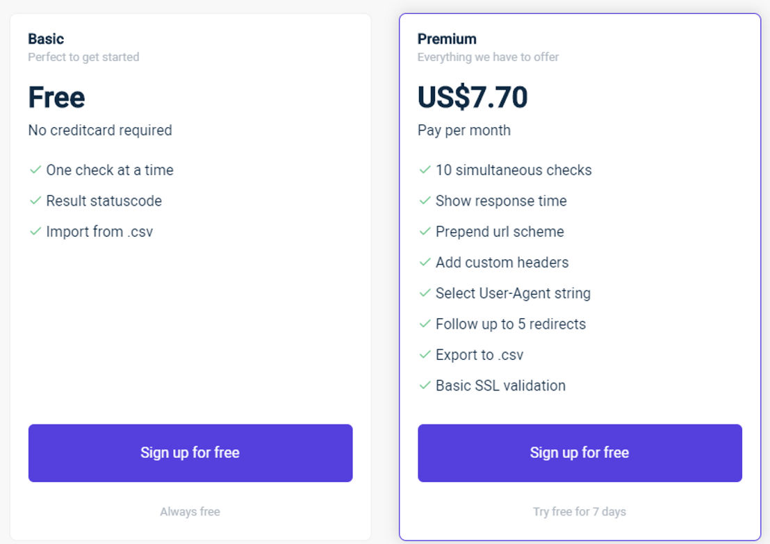 Urlcheckr pricing 1