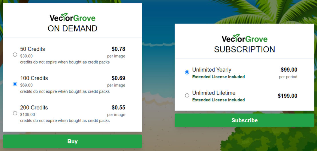 VectorGrove pricing 1
