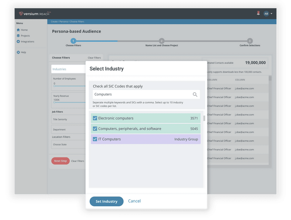 Versium REACH screenshot
