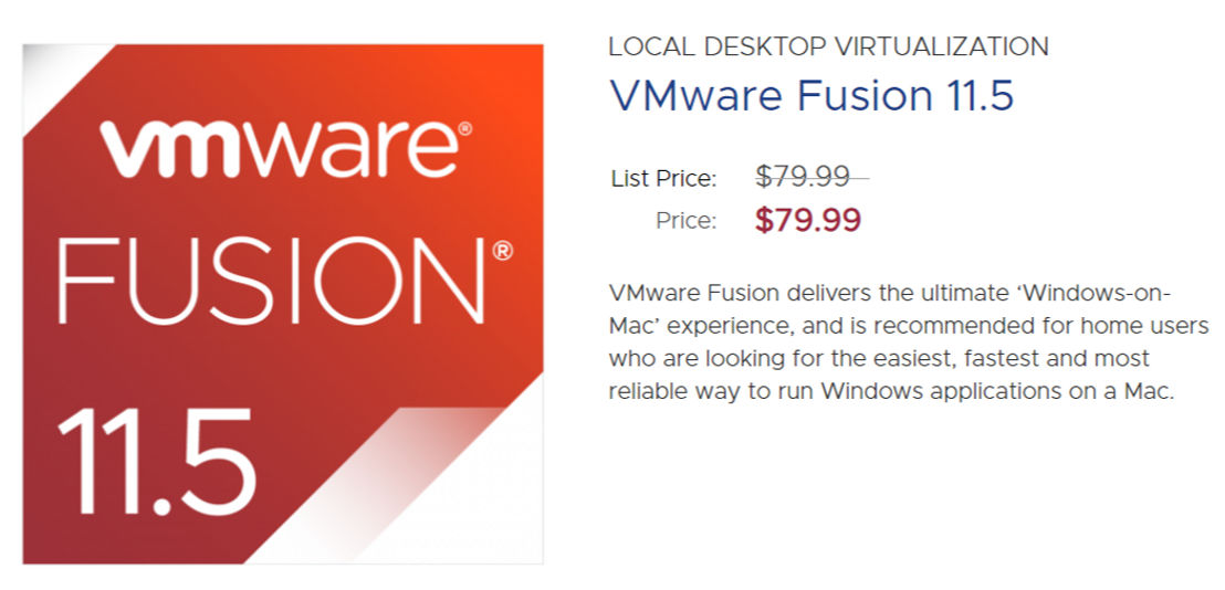 VMware Fusion pricing 1