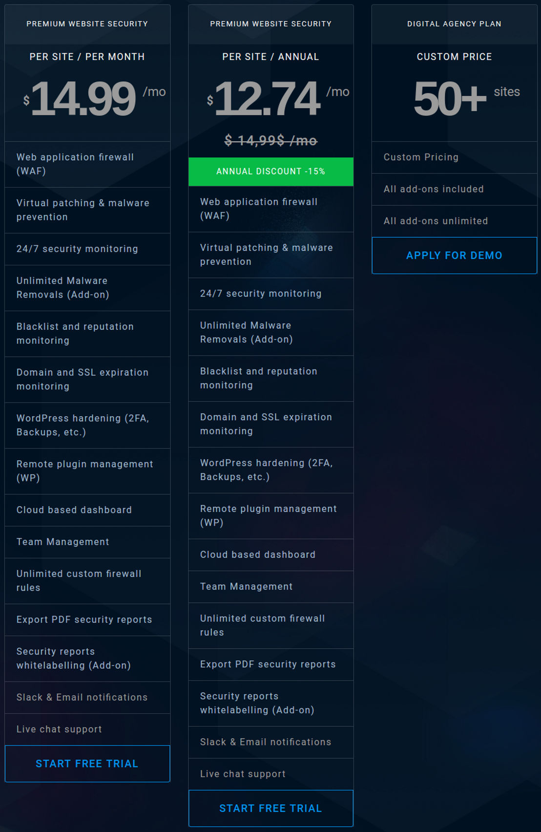 WebARX pricing 1