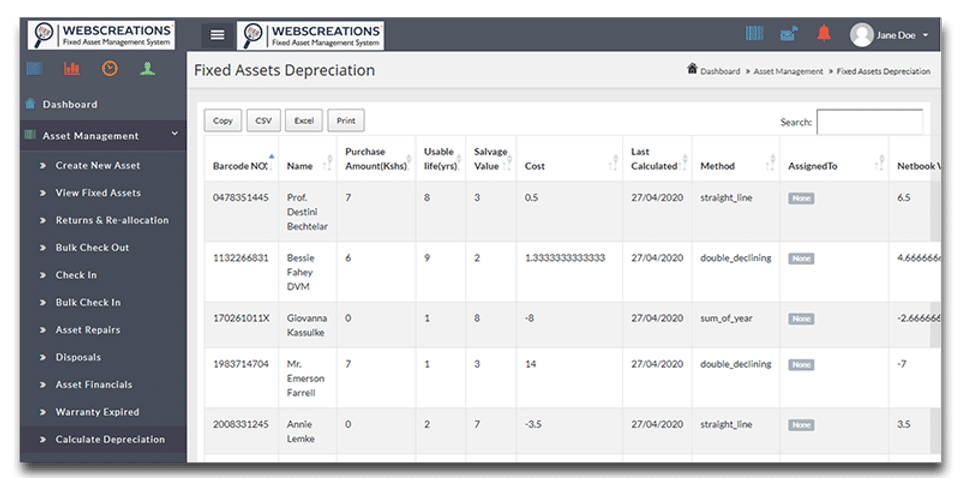 Webscreations FAMS screenshot 2