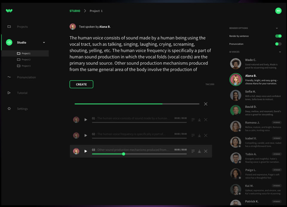 WellSaid Studio screenshot 3