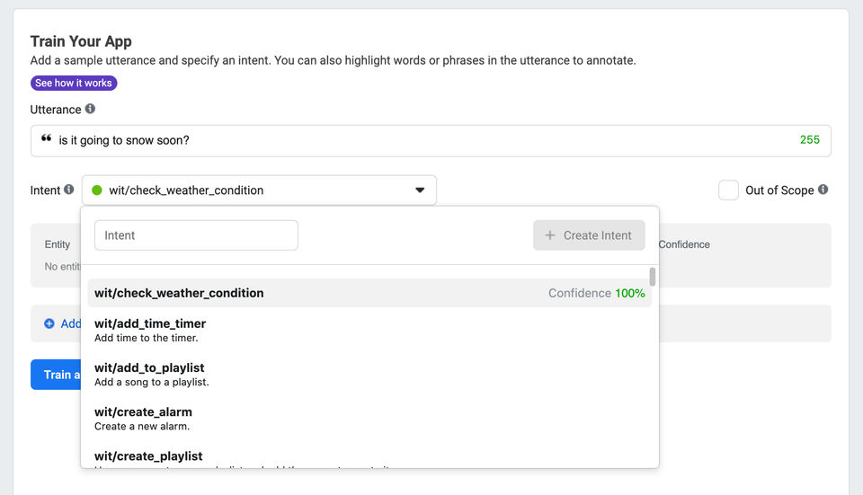 Wit.ai screenshot 1