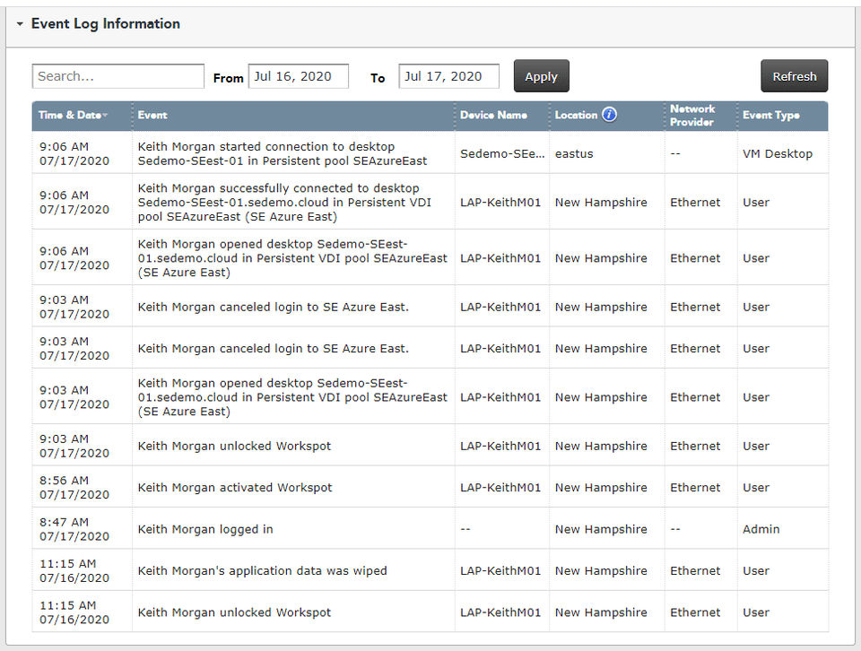 Workspot screenshot
