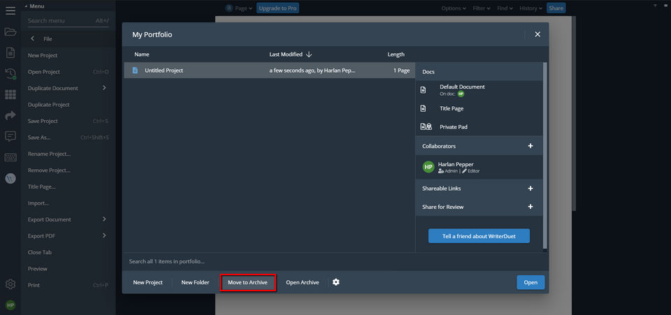 WriterDuet screenshot 1