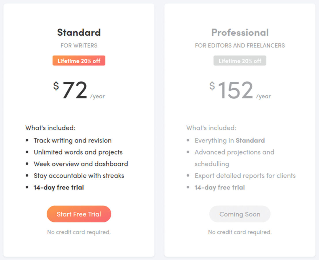 Writing Analytics pricing 2