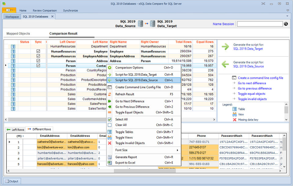 xSQL Data Compare screenshot 4