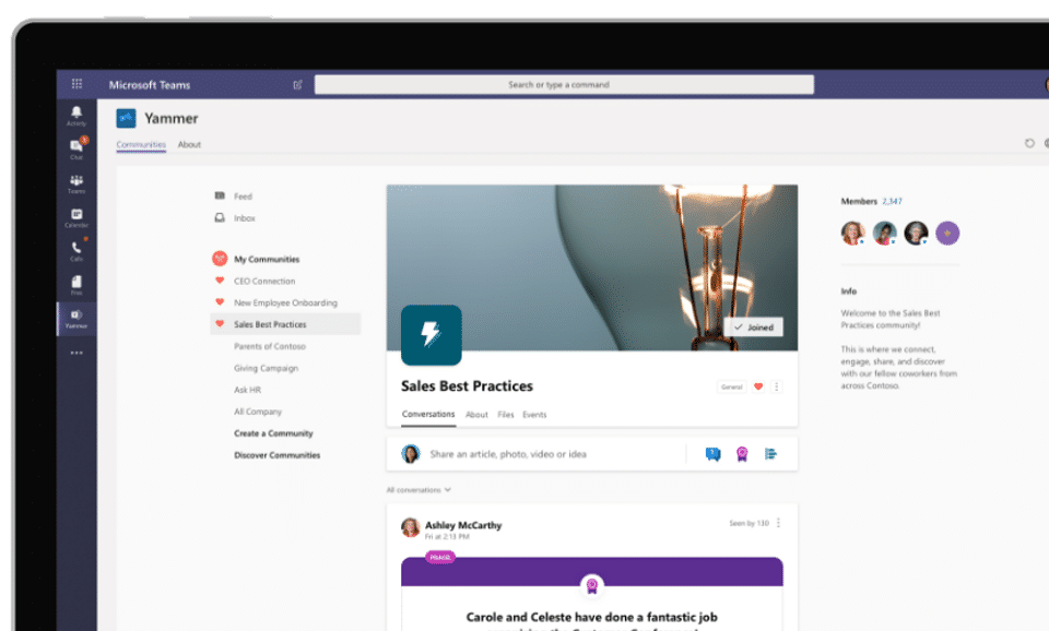 Yammer screenshot 2