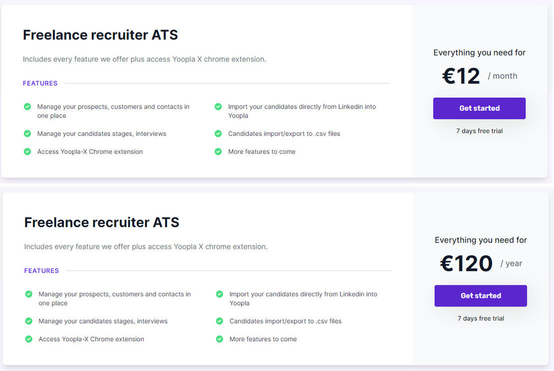 Yoopla ATS pricing 1