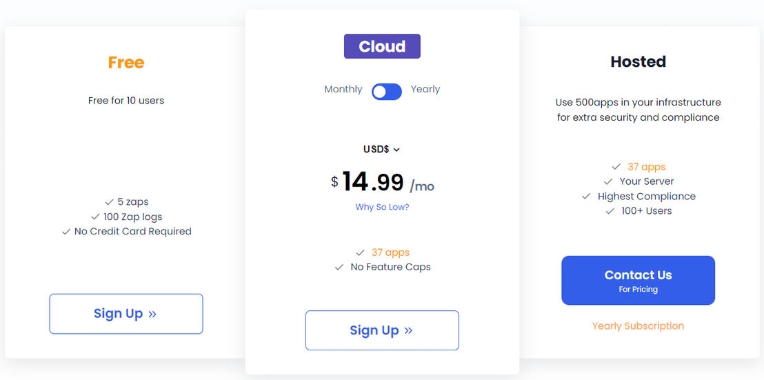 ZapUp by 500apps pricing 2