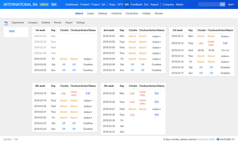 ZenTao screenshot 2