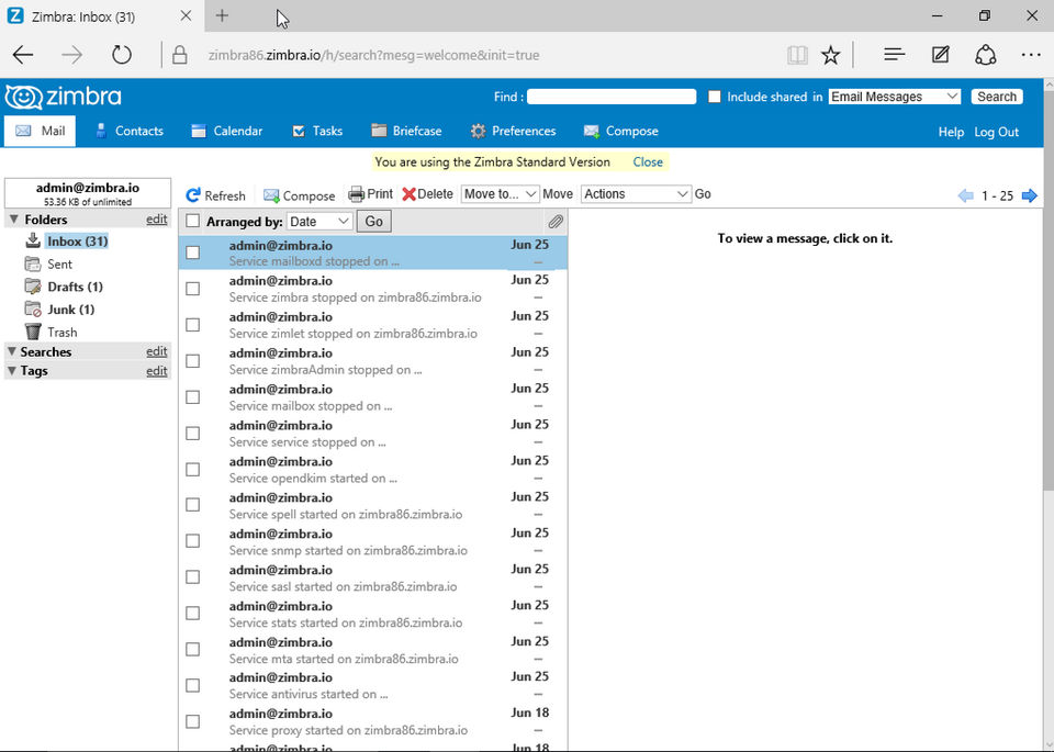 Zimbra Collaboration screenshot 1