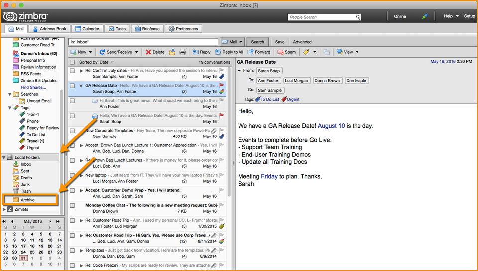 Zimbra Desktop screenshot 1