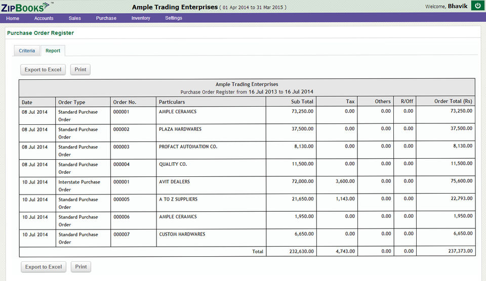 ZipBooks screenshot 2