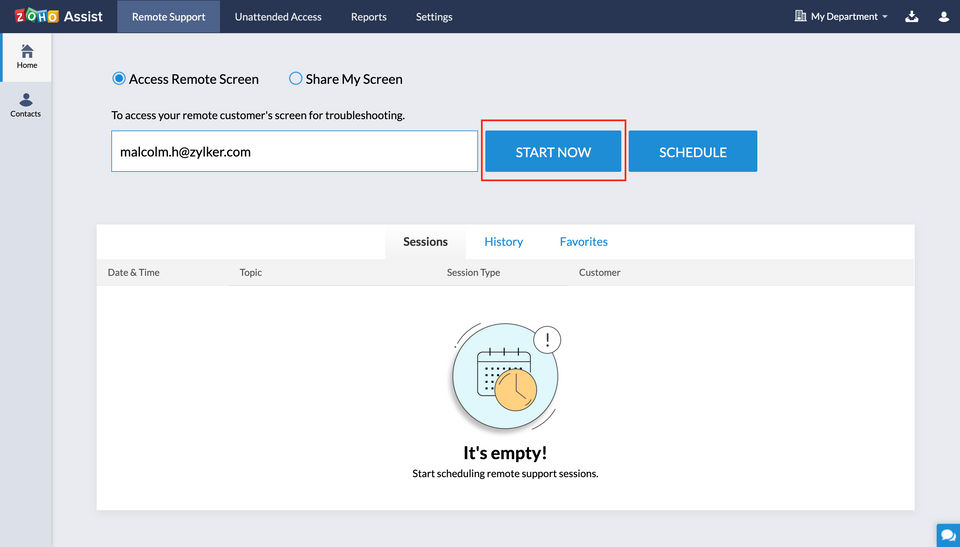 Zoho Assist screenshot
