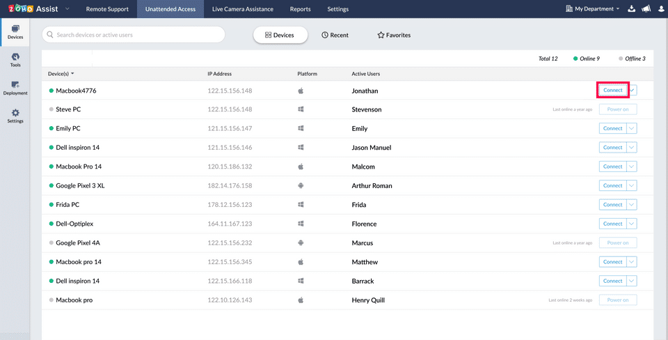 Zoho Assist screenshot