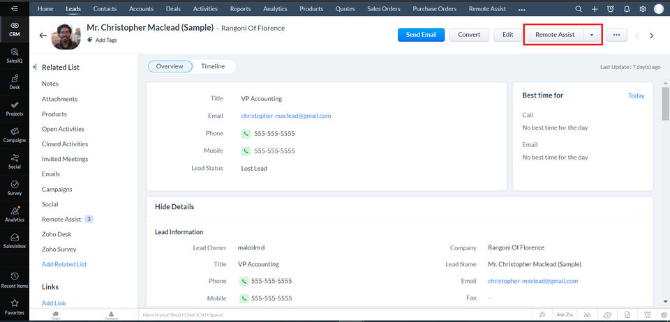 Zoho Assist screenshot