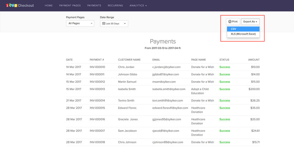 Zoho Checkout screenshot