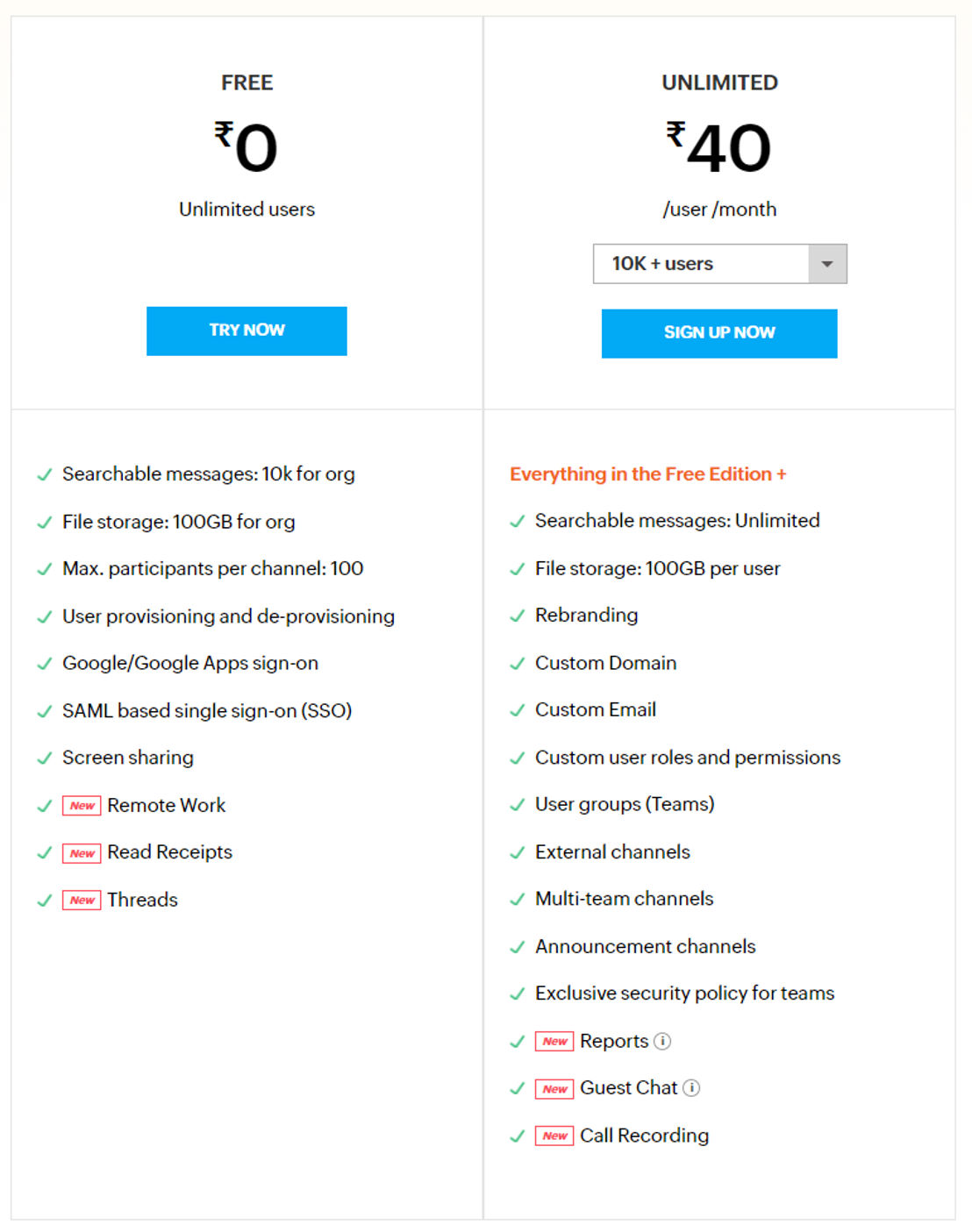 Zoho Cliq pricing 1