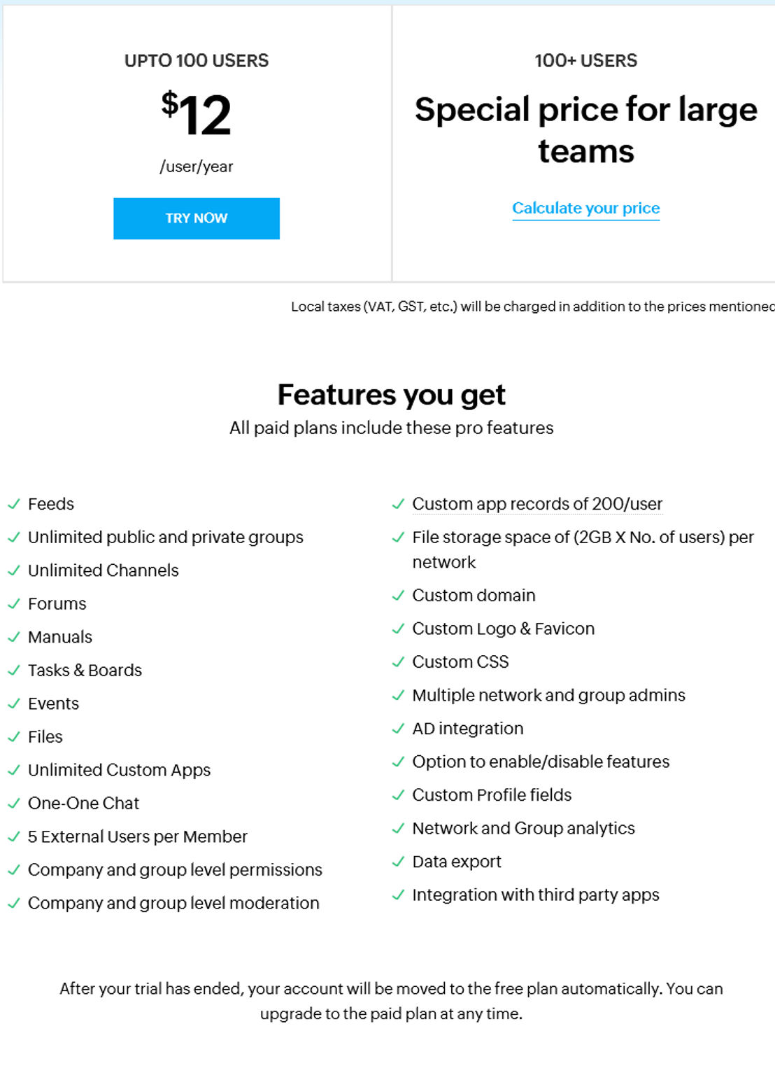 Zoho Connect pricing 1