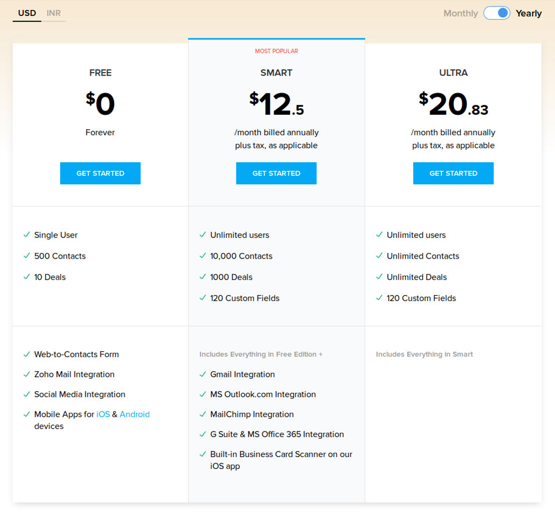 Zoho ContactManager pricing 1
