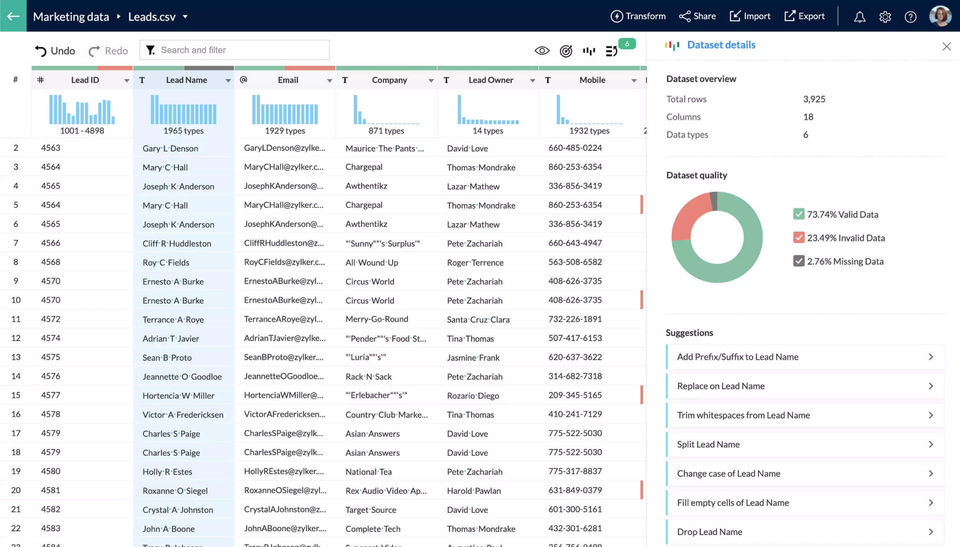 Zoho DataPrep screenshot 1