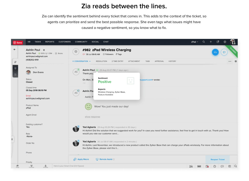 Zoho Desk screenshot